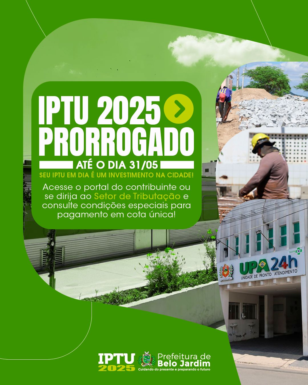 Prefeitura de Belo Jardim prorroga pagamento do IPTU 2025 com desconto especial até o dia 31 de maio