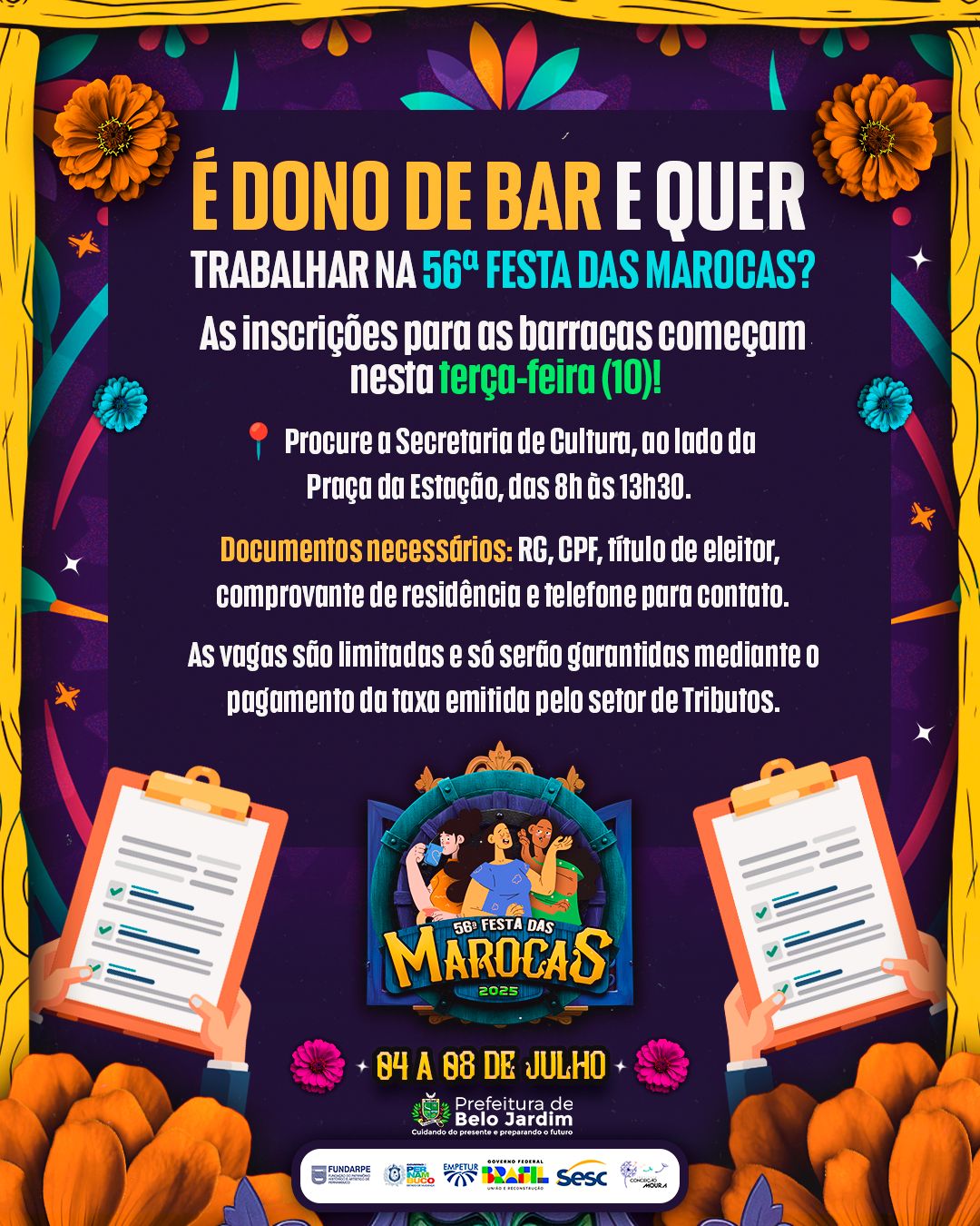 Inscrições para bares na 56ª Festa das Marocas começam nesta terça-feira (10)