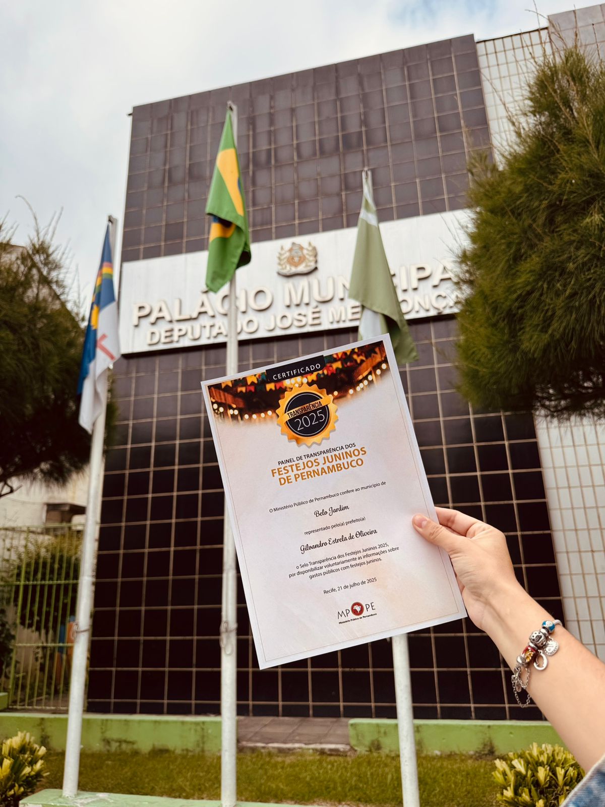 Pelo segundo ano consecutivo, Belo Jardim recebe Selo de Transparência dos Festejos Juninos de Pernambuco, concedido pelo Ministério Público