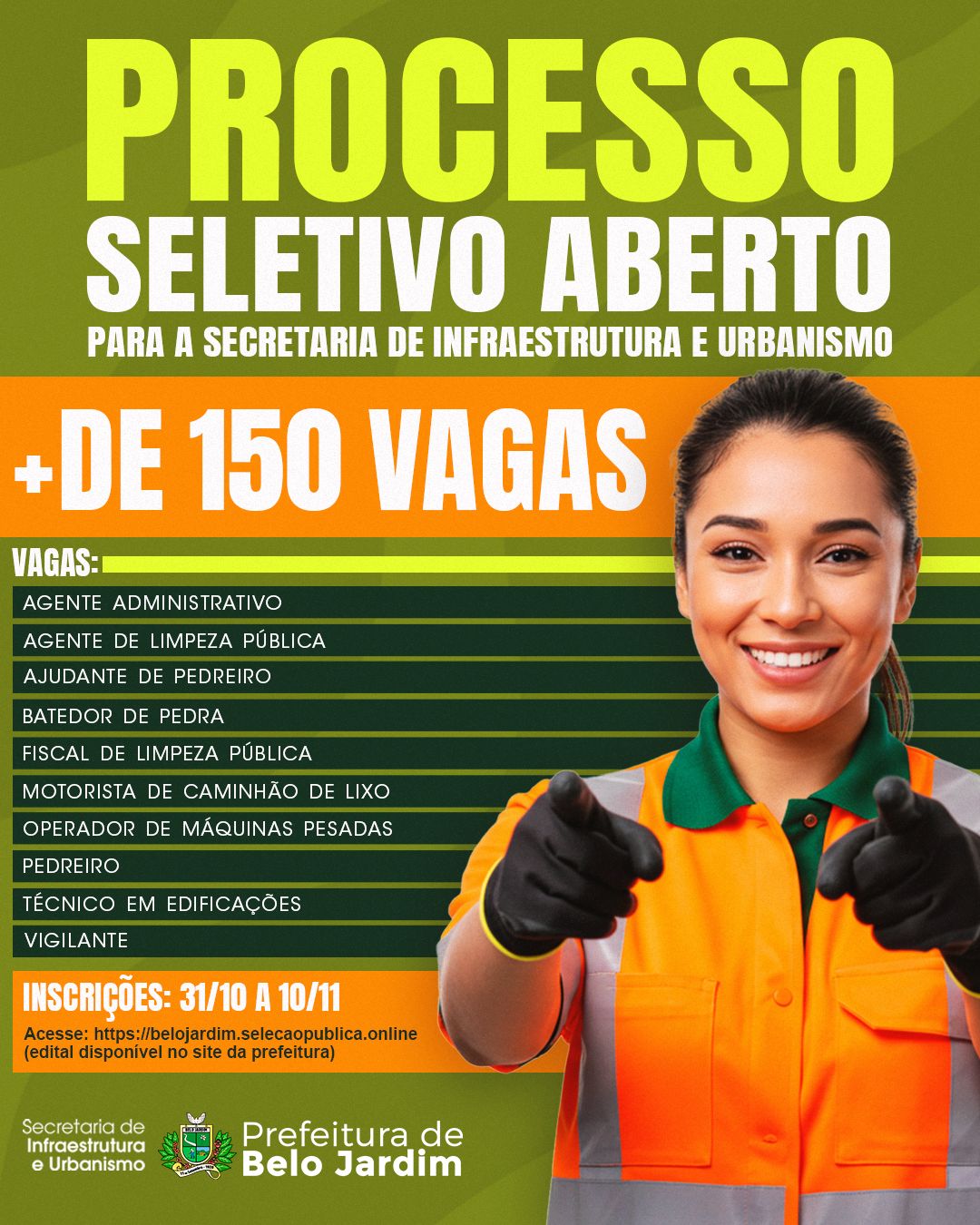 Prefeitura de Belo Jardim abre Processo Seletivo para a Secretaria de Infraestrutura e Urbanismo