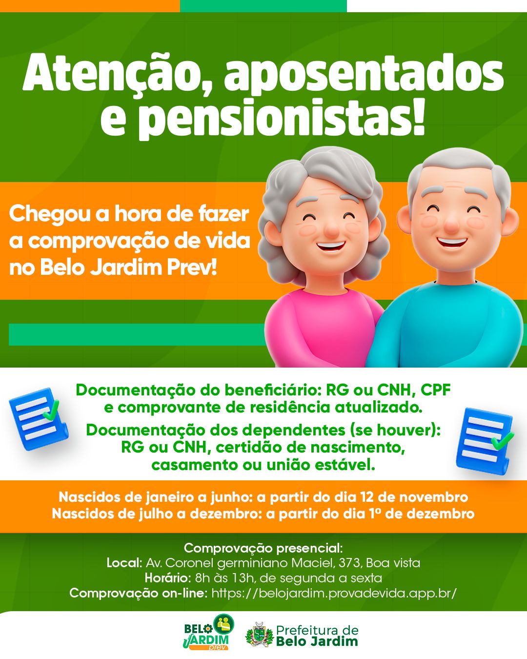 Belo Jardim Prev convoca aposentados e pensionistas para realizar comprovação de vida